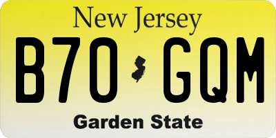 NJ license plate B70GQM