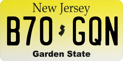 NJ license plate B70GQN