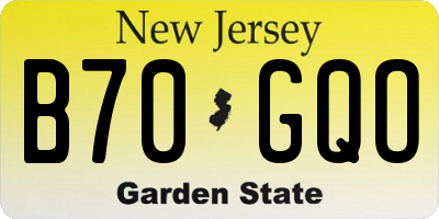 NJ license plate B70GQO