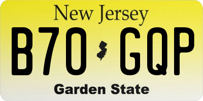 NJ license plate B70GQP
