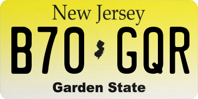 NJ license plate B70GQR