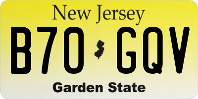 NJ license plate B70GQV