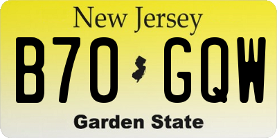 NJ license plate B70GQW