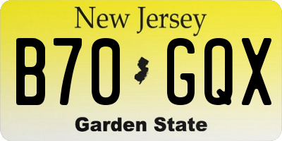 NJ license plate B70GQX