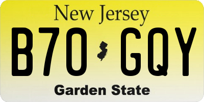 NJ license plate B70GQY
