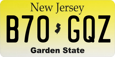 NJ license plate B70GQZ