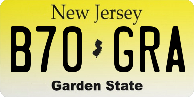 NJ license plate B70GRA