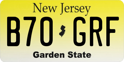 NJ license plate B70GRF