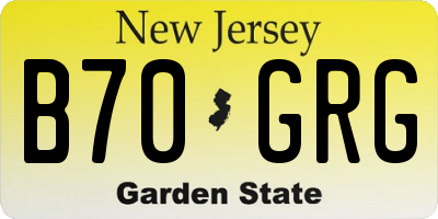 NJ license plate B70GRG