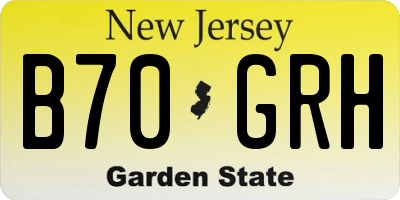 NJ license plate B70GRH