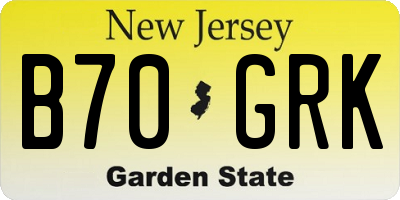 NJ license plate B70GRK