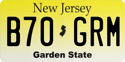 NJ license plate B70GRM