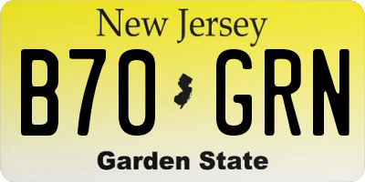 NJ license plate B70GRN