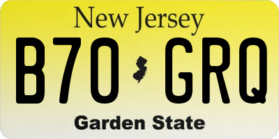 NJ license plate B70GRQ
