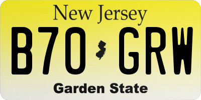 NJ license plate B70GRW