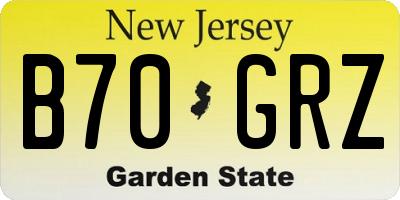 NJ license plate B70GRZ