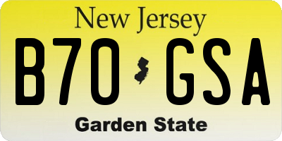 NJ license plate B70GSA