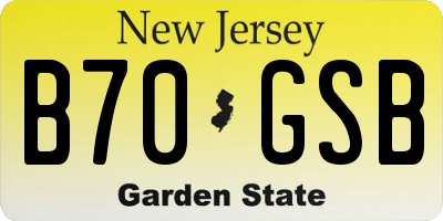 NJ license plate B70GSB