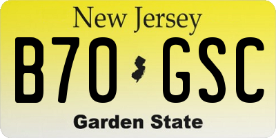 NJ license plate B70GSC