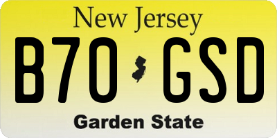 NJ license plate B70GSD