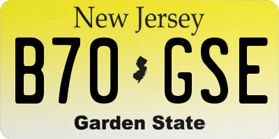 NJ license plate B70GSE