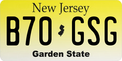 NJ license plate B70GSG