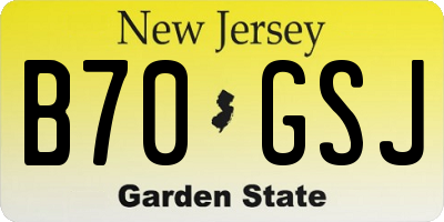 NJ license plate B70GSJ