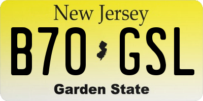 NJ license plate B70GSL