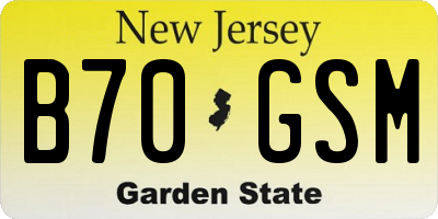 NJ license plate B70GSM