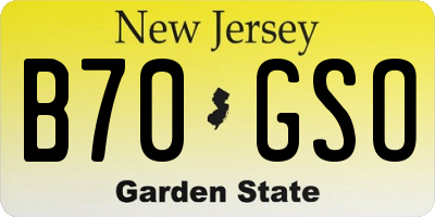 NJ license plate B70GSO