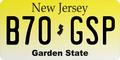NJ license plate B70GSP