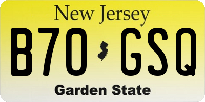 NJ license plate B70GSQ