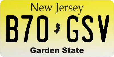 NJ license plate B70GSV