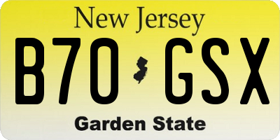 NJ license plate B70GSX