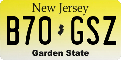 NJ license plate B70GSZ