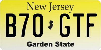 NJ license plate B70GTF