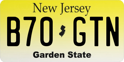 NJ license plate B70GTN