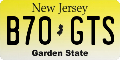 NJ license plate B70GTS