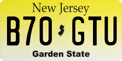 NJ license plate B70GTU