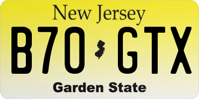 NJ license plate B70GTX