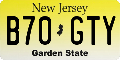 NJ license plate B70GTY