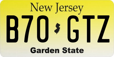 NJ license plate B70GTZ