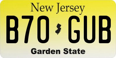 NJ license plate B70GUB