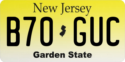 NJ license plate B70GUC