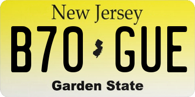 NJ license plate B70GUE