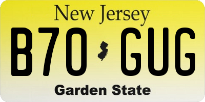 NJ license plate B70GUG