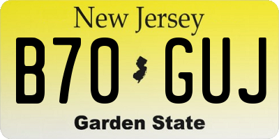 NJ license plate B70GUJ