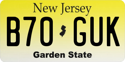 NJ license plate B70GUK