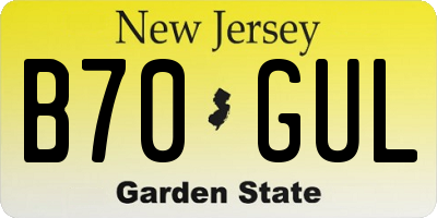 NJ license plate B70GUL