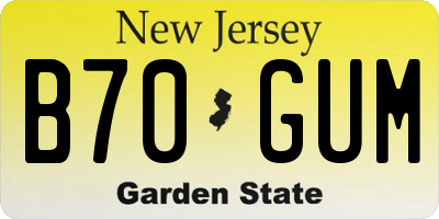 NJ license plate B70GUM